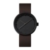 D38 black case brown leather strap tube watch leff amsterdam design by piet hein eek front 1
