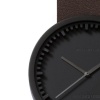 D38 black case brown leather strap tube watch leff amsterdam design by piet hein eek zoom