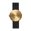 D38 brass case black leather strap tube watch leff amsterdam design by piet hein eek back 1