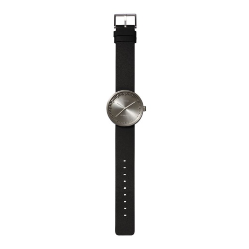 D38 steel case black leather strap tube watch leff amsterdam design by piet hein eek total 1