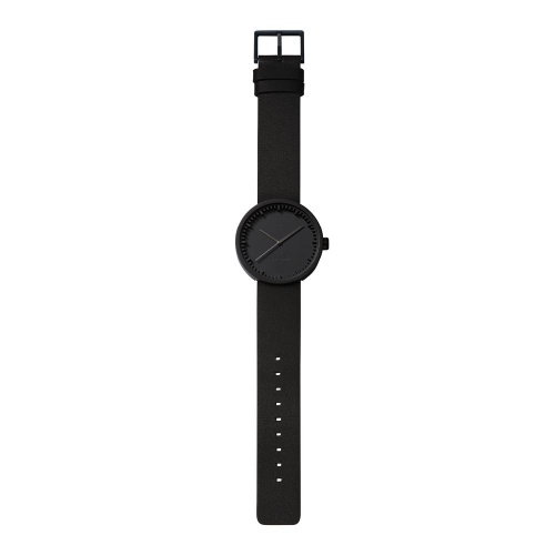 D42 black case black leather strap tube watch leff amsterdam design by piet hein eek total 1