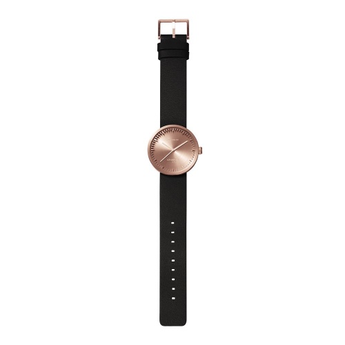 D38 rose gold case black leather strap tube watch leff amsterdam design by piet hein eek total 2