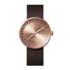 D38 rose gold case brown leather strap tube watch leff amsterdam design by piet hein eek front v2