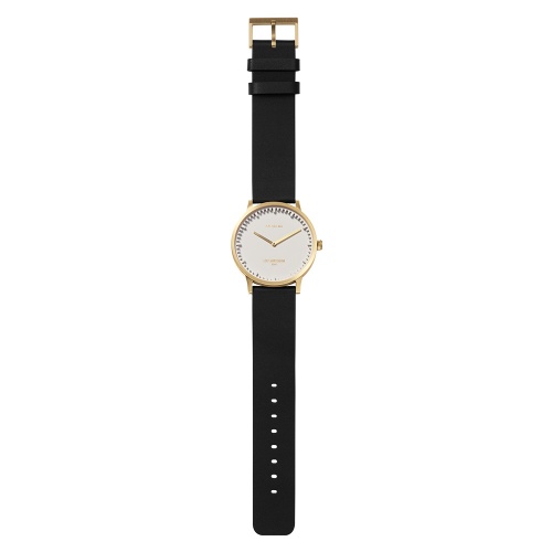 LEFF amsterdam tube watch T40 White brass case 40mm unisex with black leather strap