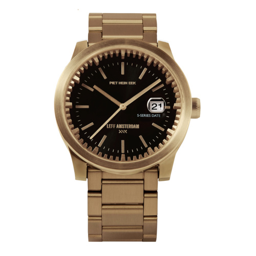 Leff amsterdam Tube watch S42 date brass with black case