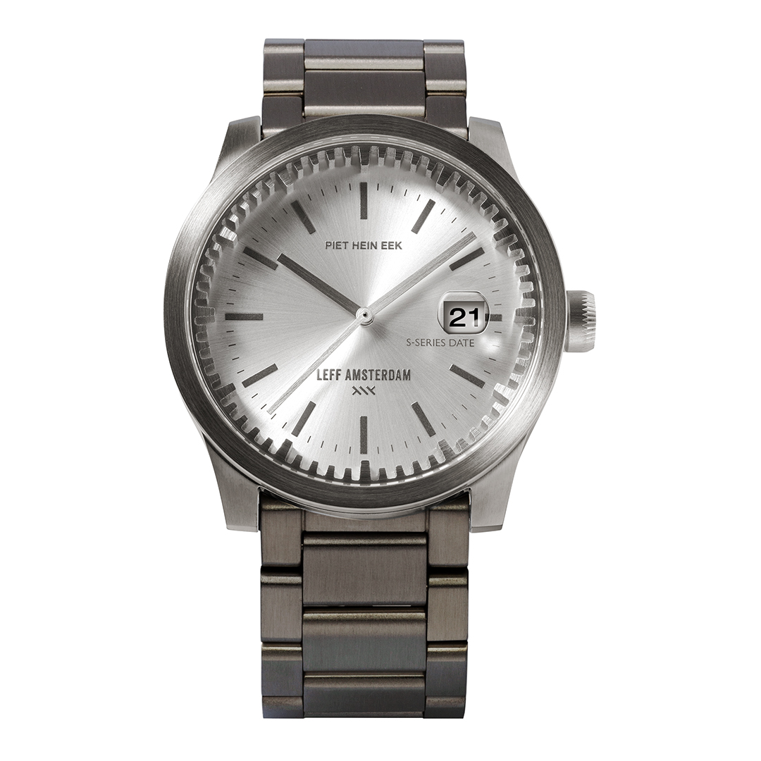 Leff amsterdam Tube watch S42 date steel with Pearl case